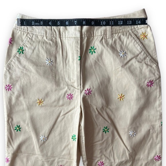 Chadwicks 10 Vintage Y2K Embroidered Flower Khaki Pants GrandmaCore New Floral - Picture 5 of 10